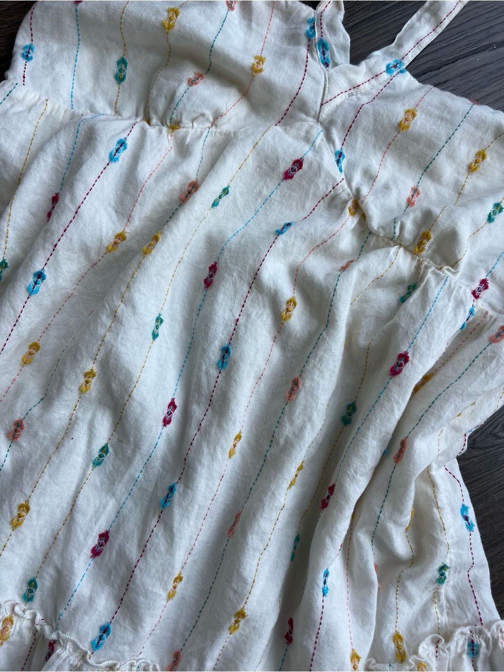 White Sundress with Multi-Color Embroidery - Picture 2 of 5